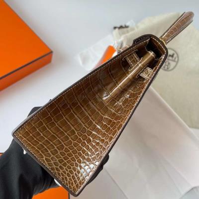 wholesale quality hermes kelly 25 porosus shiny miel crocodile ghw